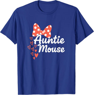 Auntie Mouse Cute Minnie Bow Hearts Aunt Family T-Shirt - T-Shirt | Royal