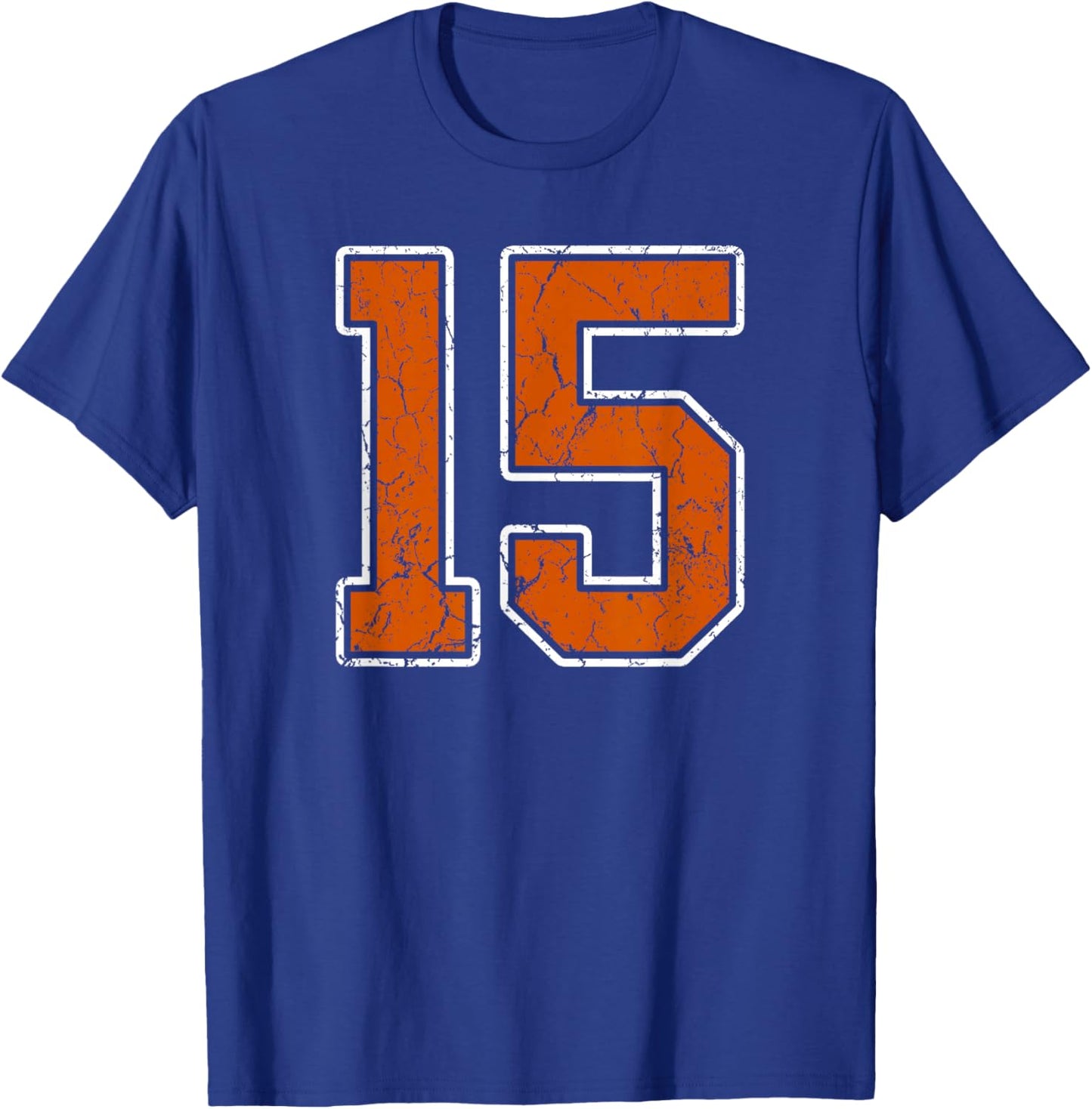 Grunge Burnt Orange and White #15 Sports Jersey Number 15 T-Shirt - T-Shirt | Royal