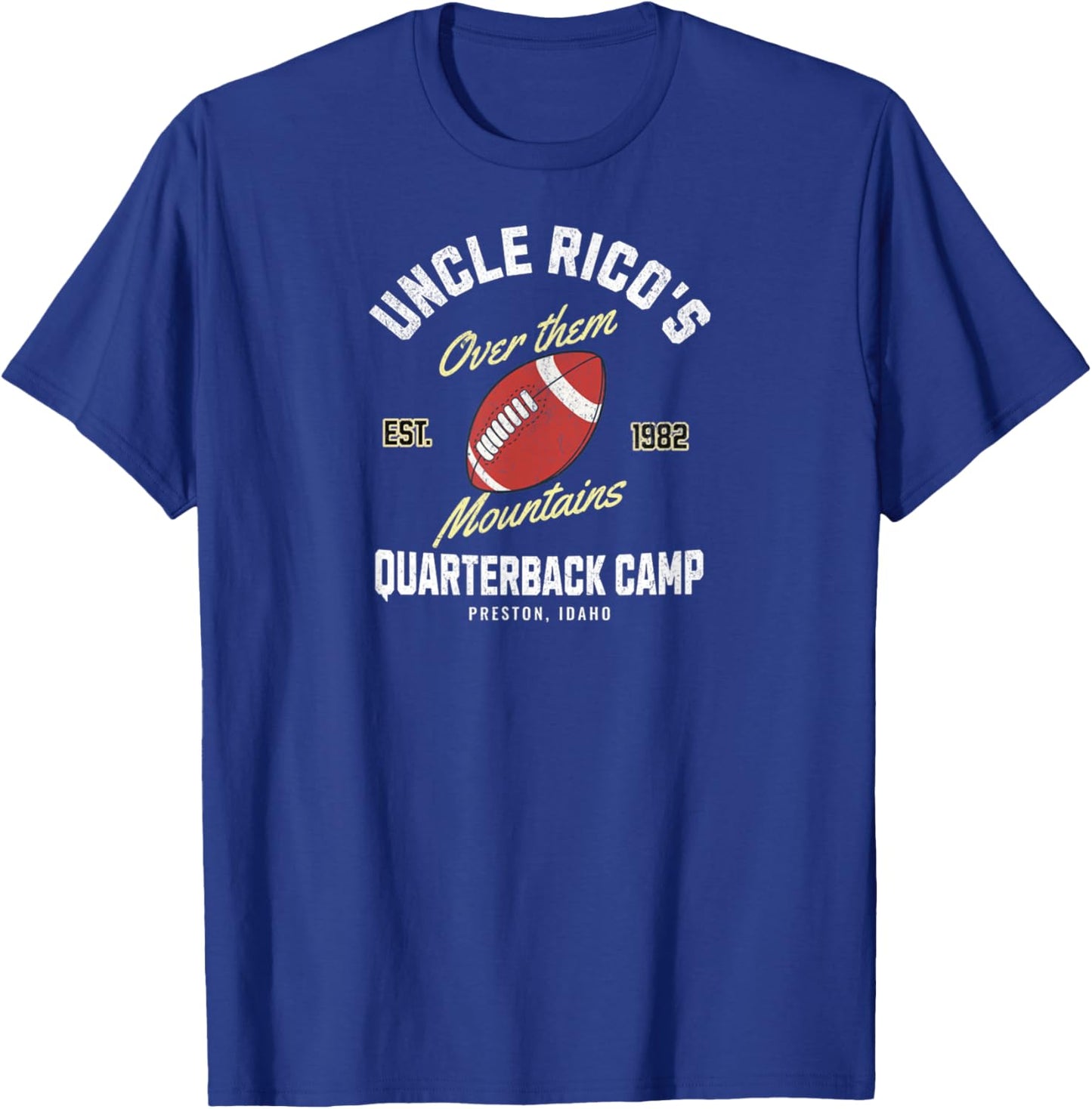 Uncle Rico's Quarterback Camp Vintage Football Graphic Sport T-Shirt - T-Shirt | Royal