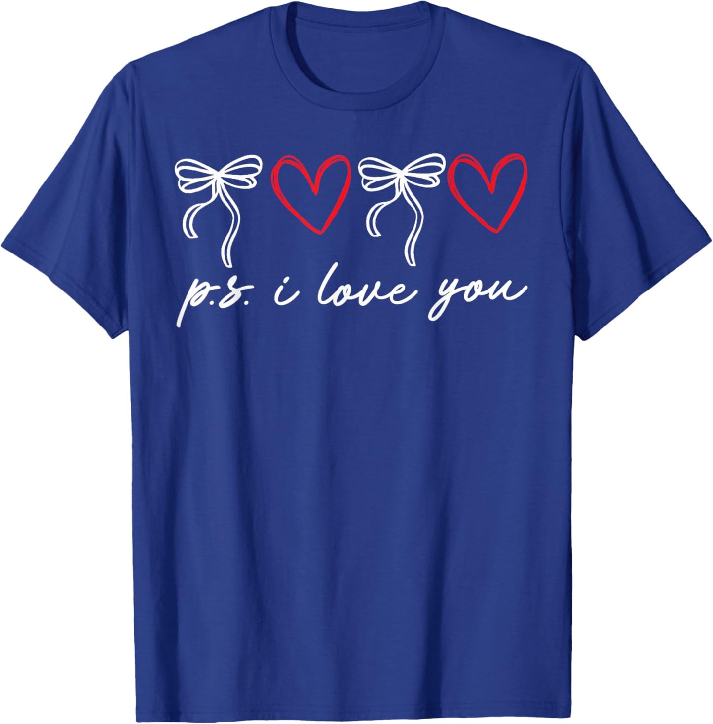 PS I Love You Day Valentine's Day Purple Heart Women Men Kid T-Shirt - T-Shirt | Royal