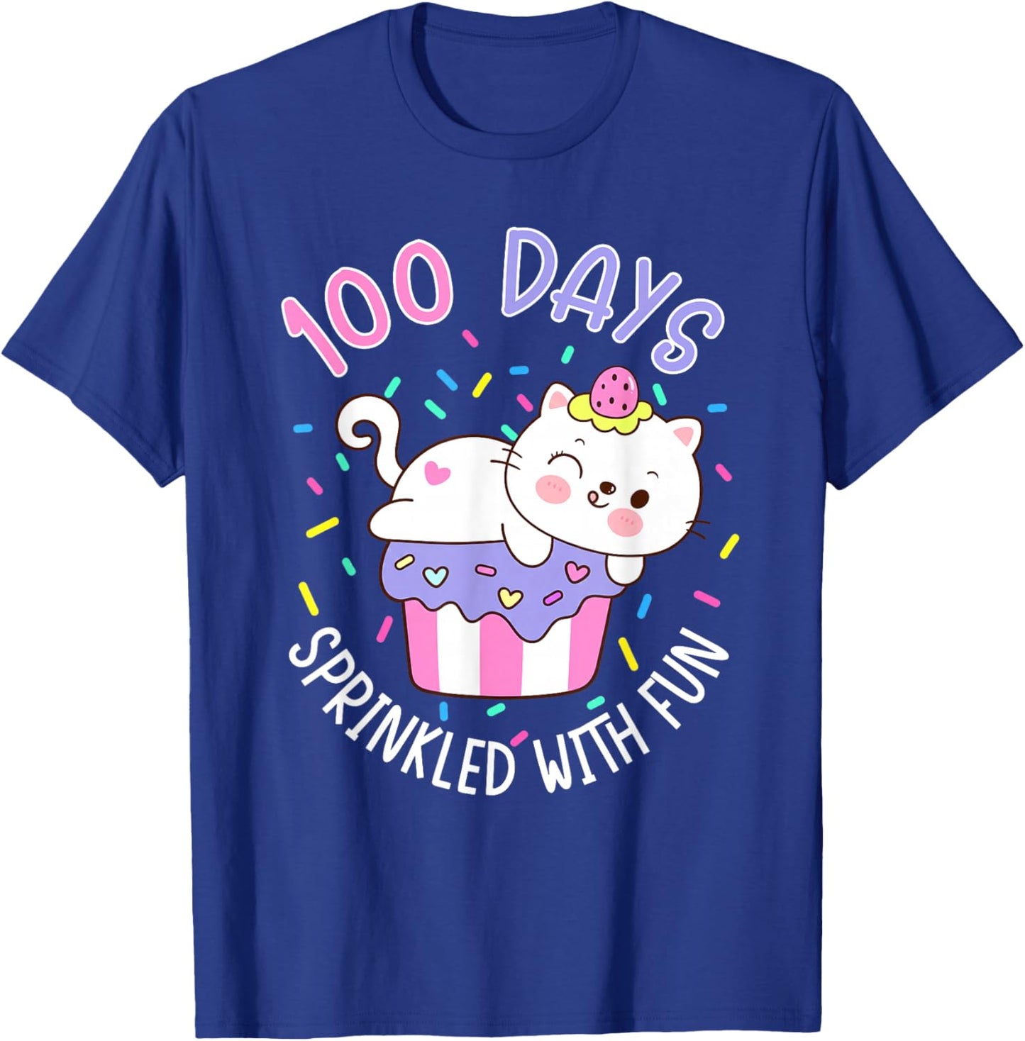 100 Days Sprinkled with Fun Cupcake 100th Day of School Kids T-Shirt - T-Shirt | Royal