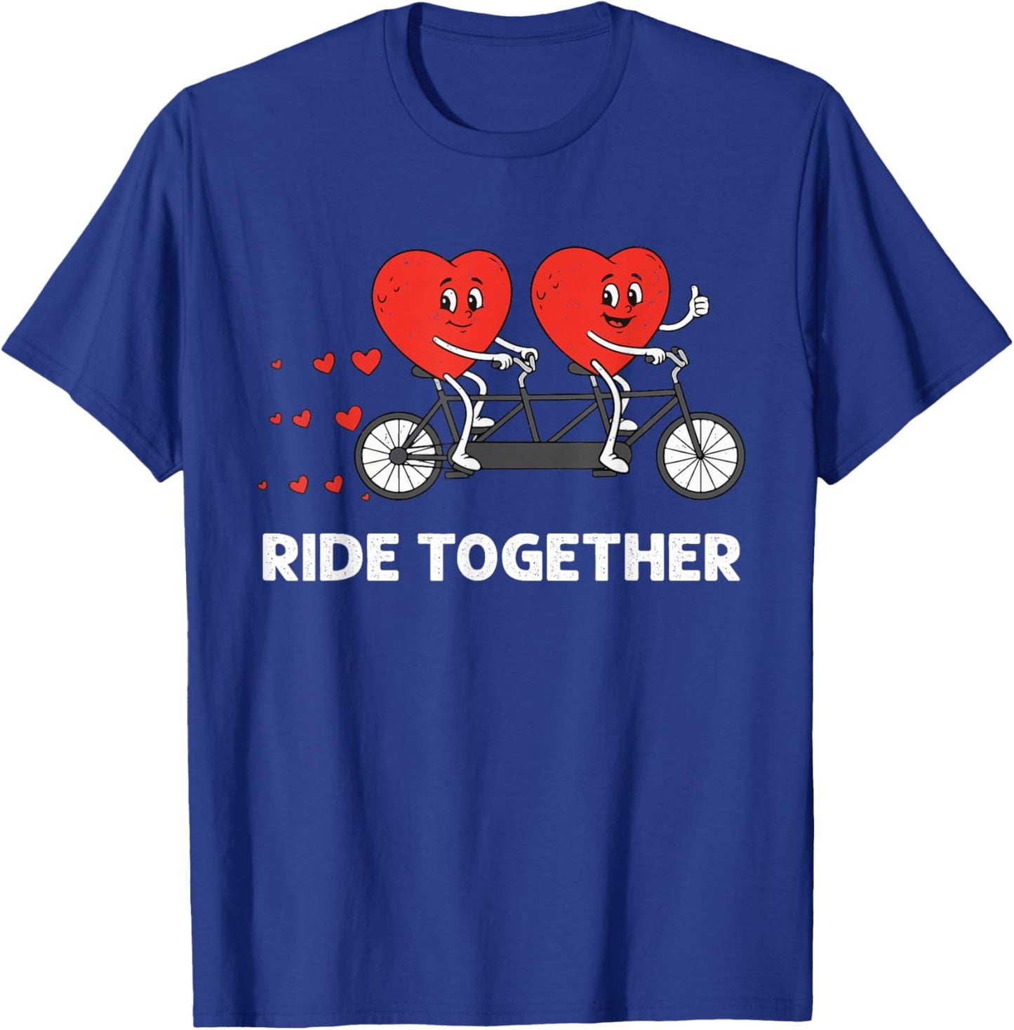 Valentines Day Ride Together Bicycle Cycling Couple Design T-Shirt - T-Shirt | Royal
