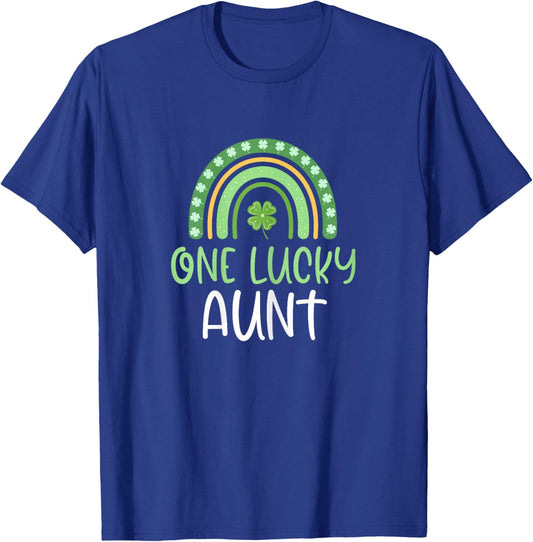 One Lucky Aunt St. Patrick's Day Funny Rainbow T-Shirt - T-Shirt | Royal