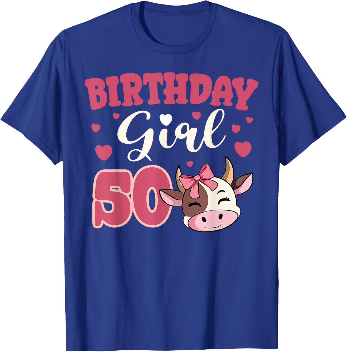 Cow 50th Birthday Girl Party Moo Barn Animal Farmyard Vet T-Shirt - T-Shirt | Royal