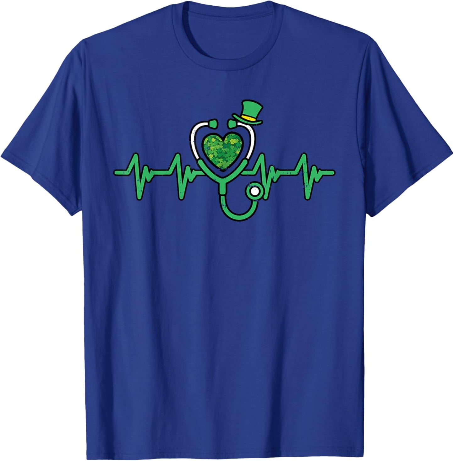 St Patricks Day Nurse Heartbeat Saint Pattys Scrub Top Women T-Shirt - T-Shirt | Royal