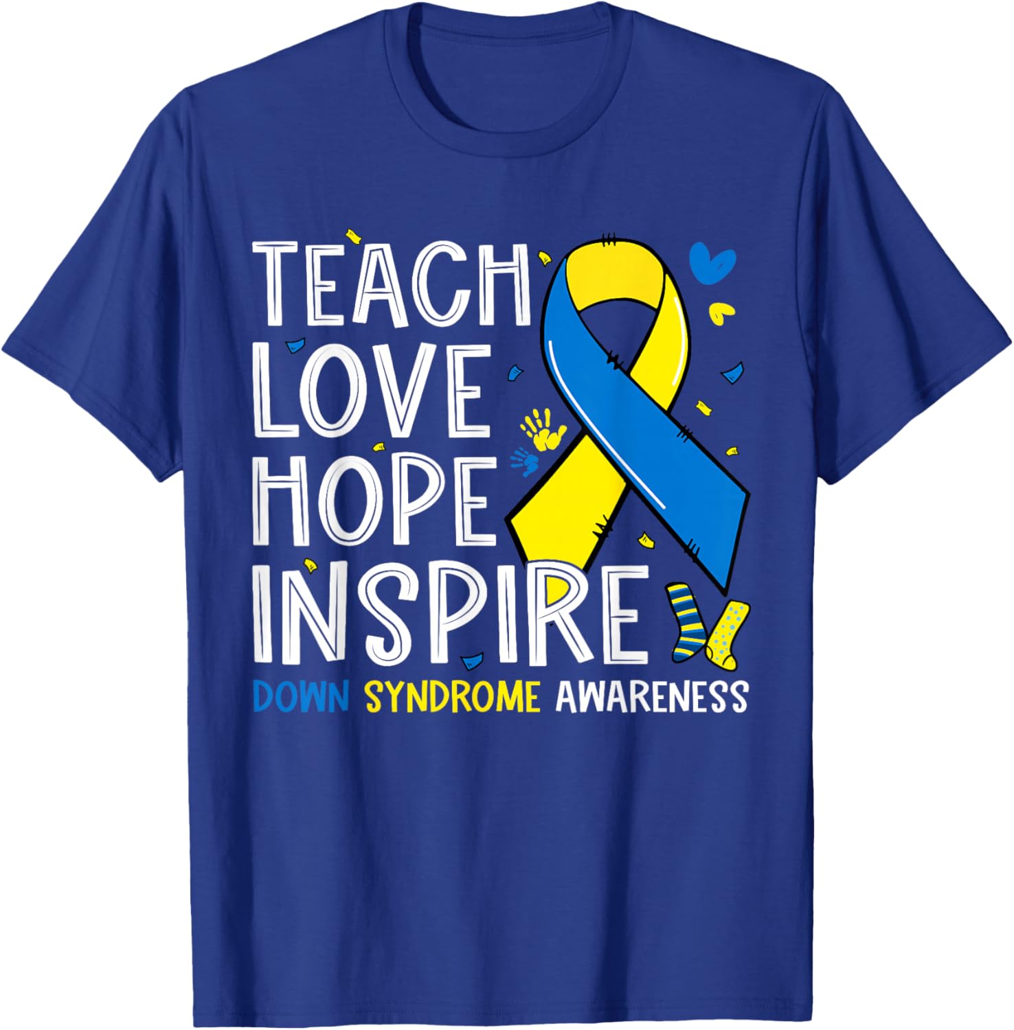 Teach Love Inspire Down Syndrome Awareness Boy Girl Teacher T-Shirt - T-Shirt | Royal
