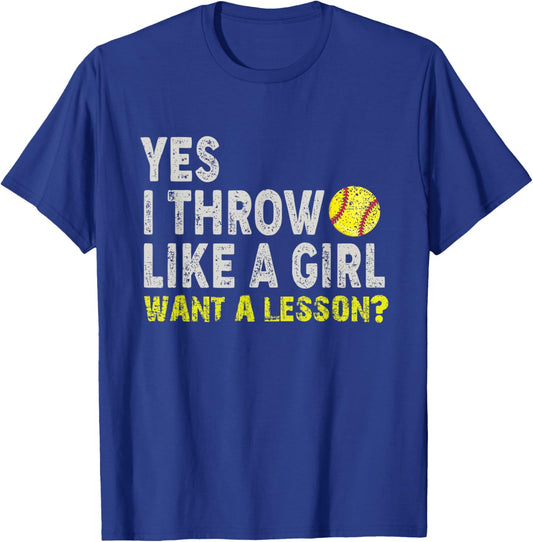 Softball Girls Throw Like Champions T-Shirt - T-Shirt | Royal