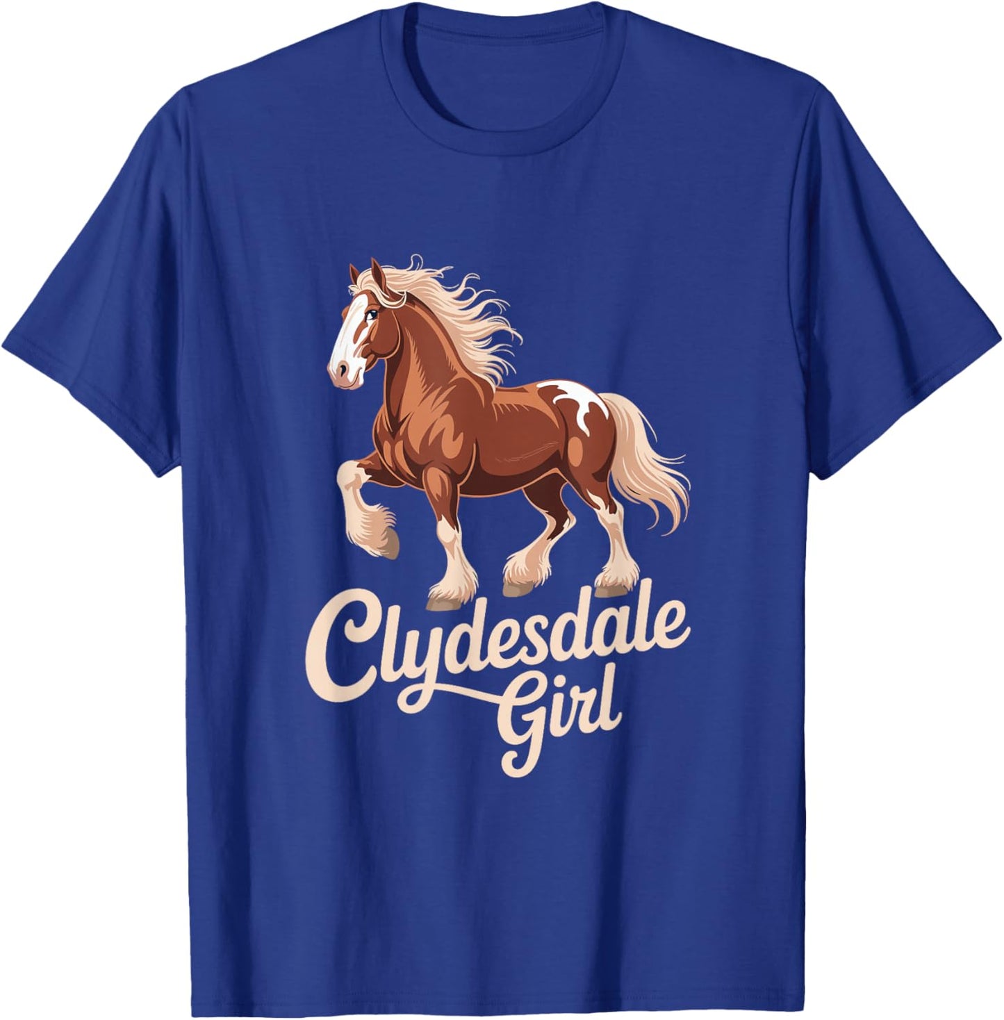 Clydesdale Girl Vintage Horse Equestrian T-Shirt - T-Shirt | Royal