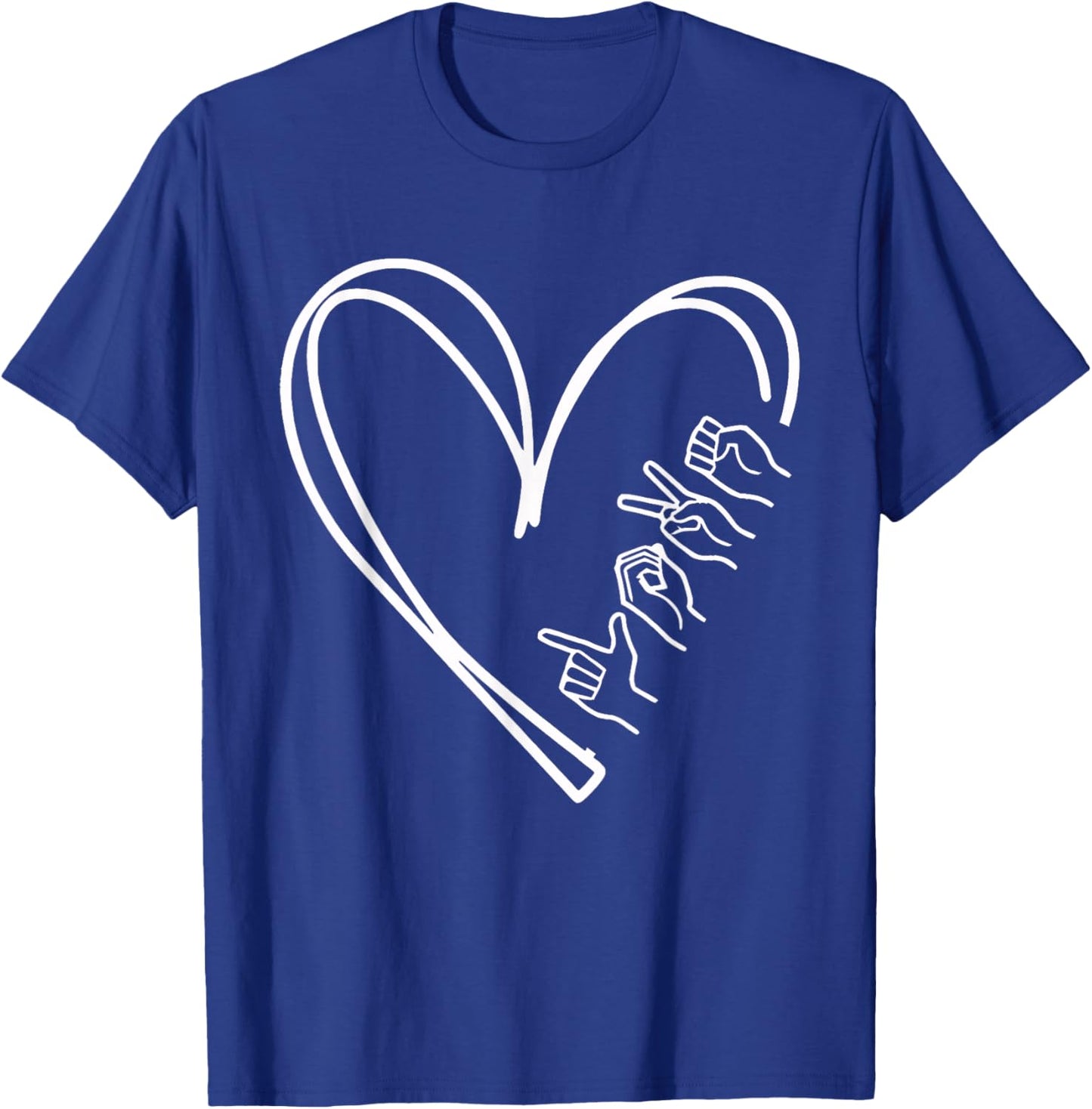 Valentines Day I Love You Hand Sign ASL Heart Women Men T-Shirt - T-Shirt | Royal