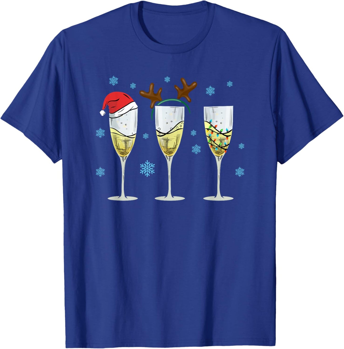 Funny Christmas Men Women Champagne Ugly Christmas T-Shirt - T-Shirt | Royal