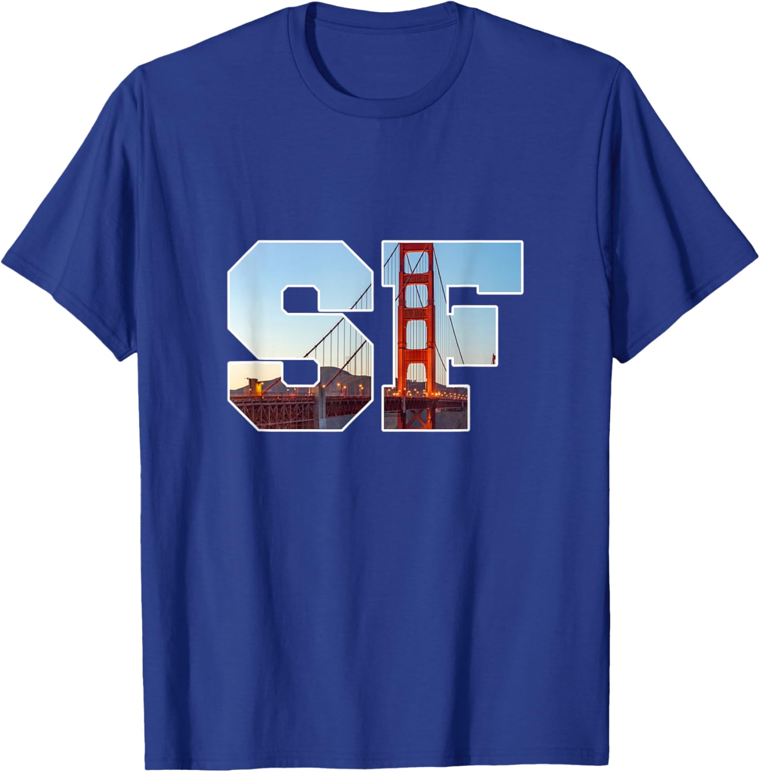 Iconic Golden Gate Bridge in Bold SF Letters San Francisco T-Shirt - T-Shirt | Royal