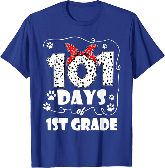 101 Days 1st Grade 100 Days School Dog 100th Day Students T-Shirt - T-Shirt | Royal
