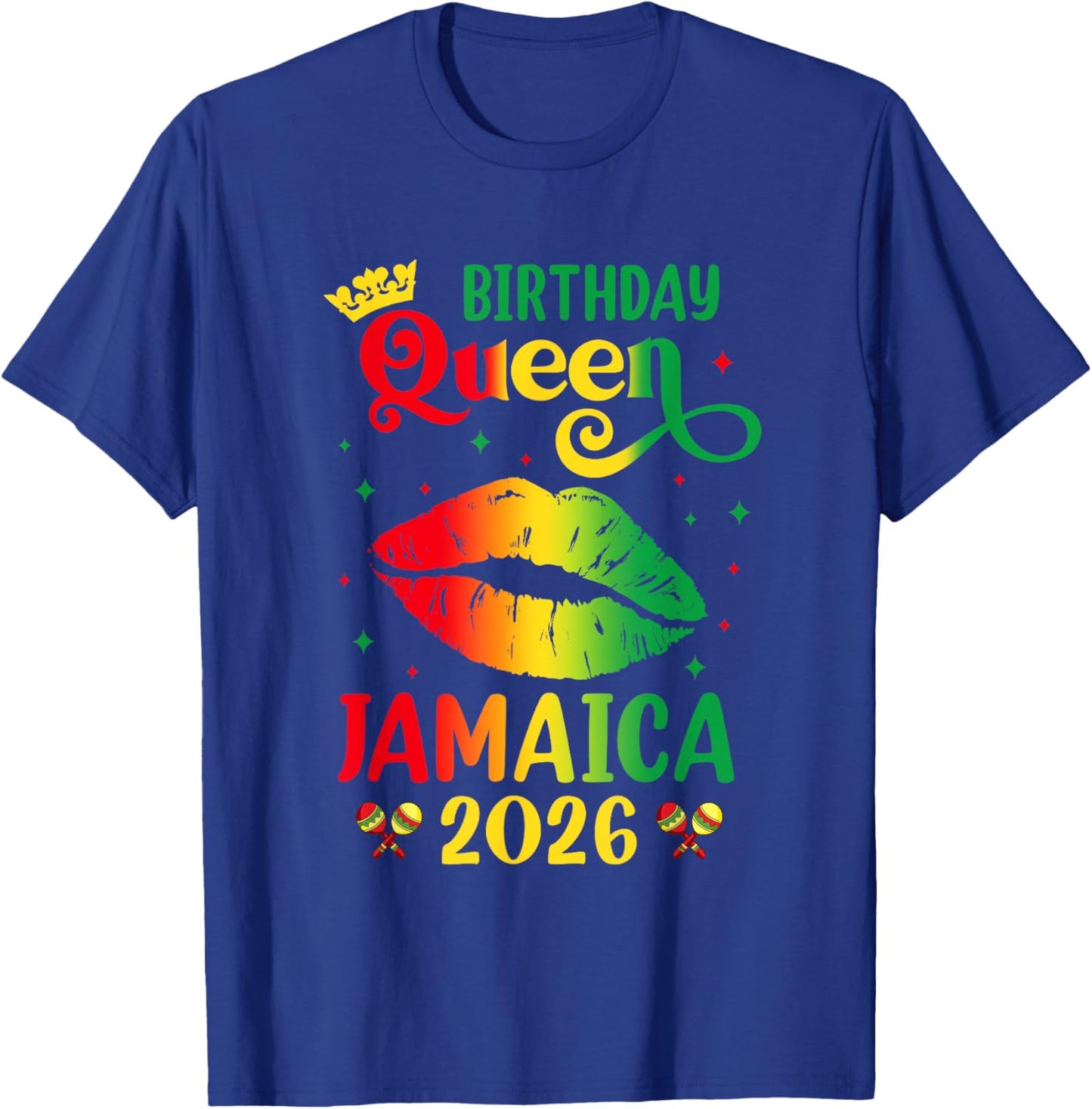 Birthday Queen Jamaica 2026 Girls Trip Party Jamaican Lips T-Shirt - T-Shirt | Royal