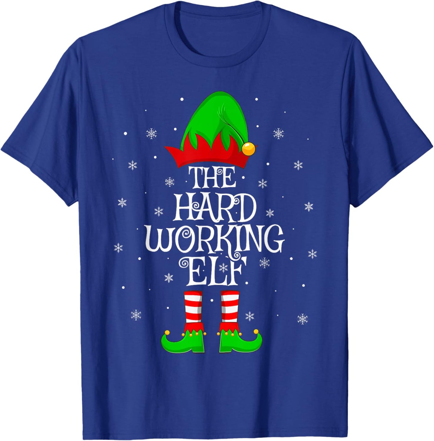 Hard Working Elf Christmas Family Matching Elf Squad Xmas T-Shirt - T-Shirt | Royal