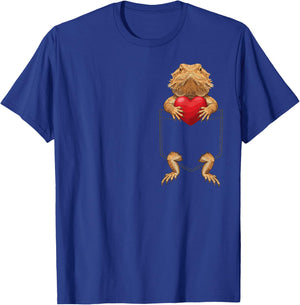 Bearded Dragon in Pocket Reptile Lover Design Valentines T-Shirt - T-Shirt | Royal