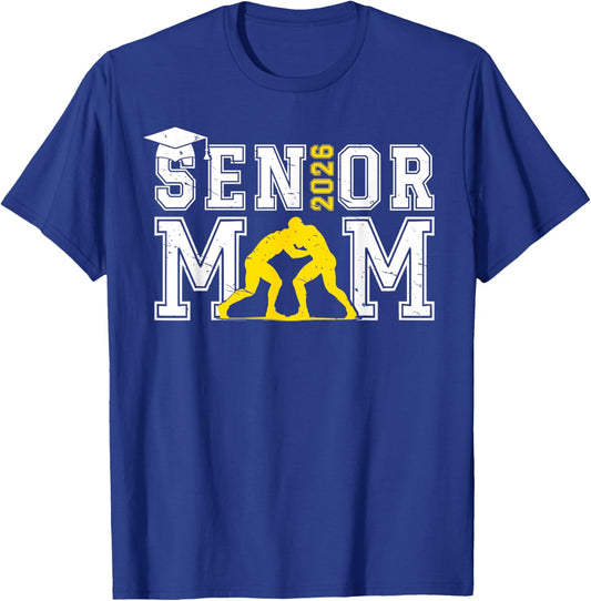 Retro Senior Wrestling Mom Class of 2026 Senior Wrestler T-Shirt - T-Shirt | Royal