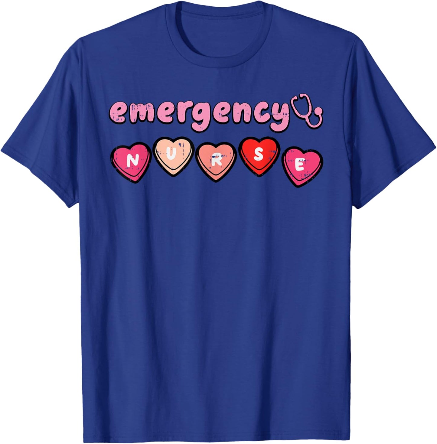 Valentines Day Emergency Nurse ED ER Scrub Top Women Men T-Shirt - T-Shirt | Royal