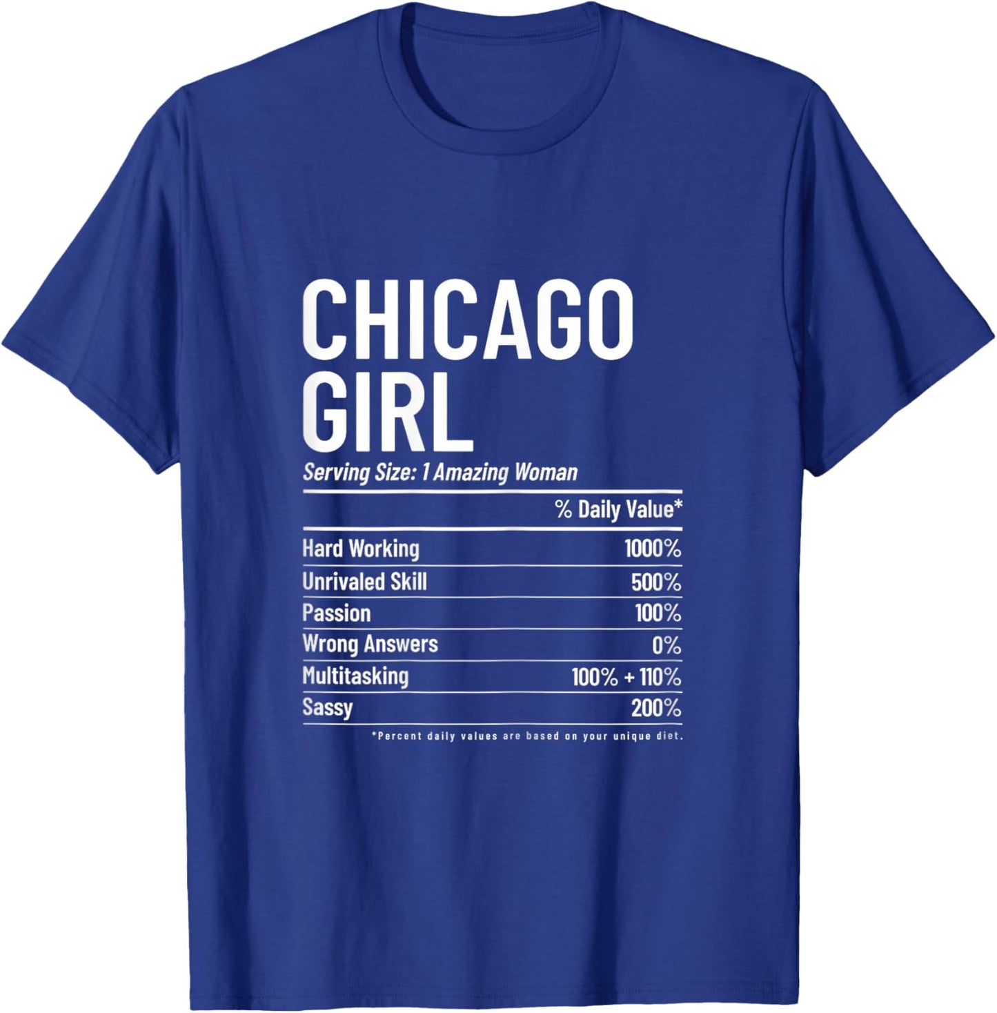 Chicago Illinois Vintage Pride Girl Funny T-Shirt - T-Shirt | Royal