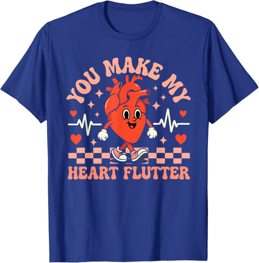 Valentine Nurse Shirt You Make My Heart Flutter Men Women T-Shirt - T-Shirt | Royal