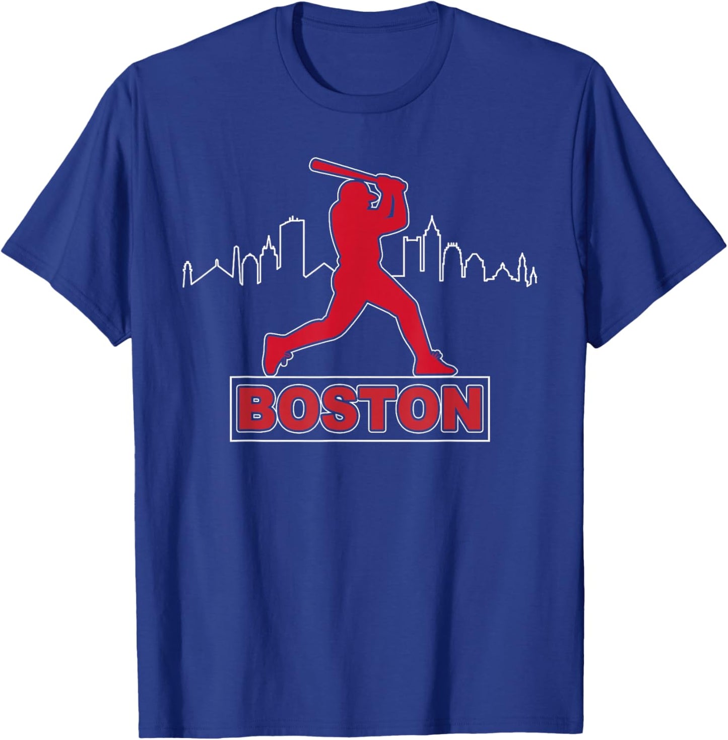 Boston Lovers Skyline Retro Baseball Heartbeat Men Women T-Shirt - T-Shirt | Royal
