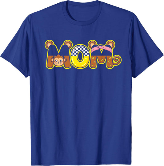 Funny Monkey Mom Mama Kids Girls Mothers Day T-Shirt - T-Shirt | Royal