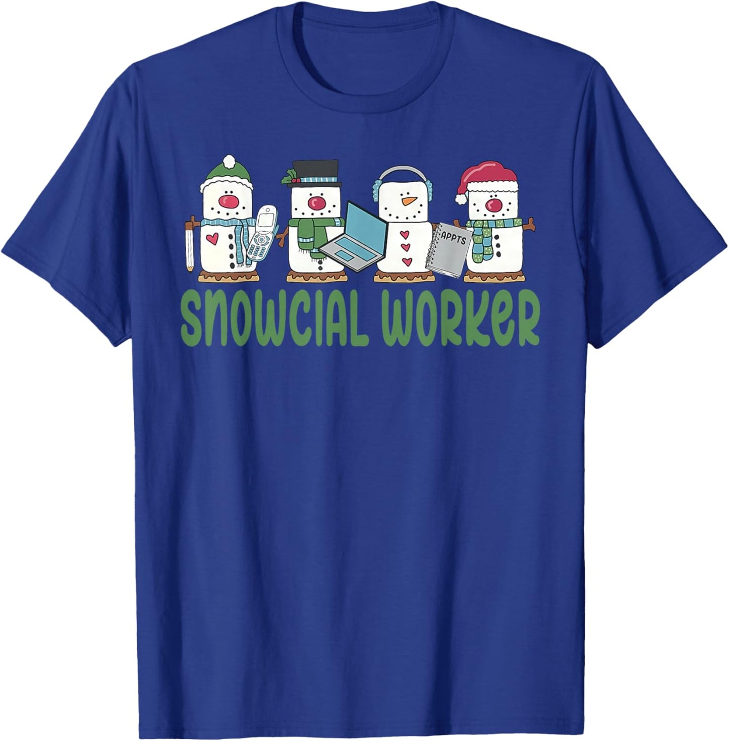 Social Worker Snowman Christmas Social Work School Xmas T-Shirt - T-Shirt | Royal