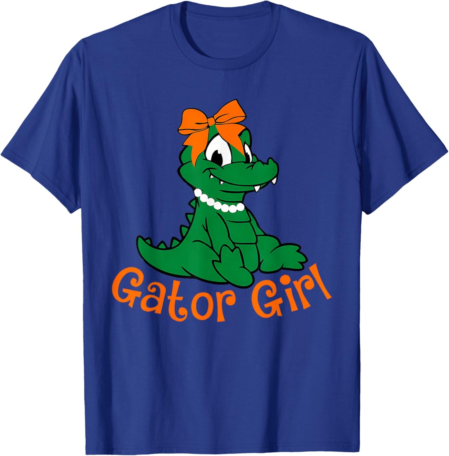 Gator Girl Cute Orange Bow Gator Women Girls Kids T-Shirt - T-Shirt | Royal