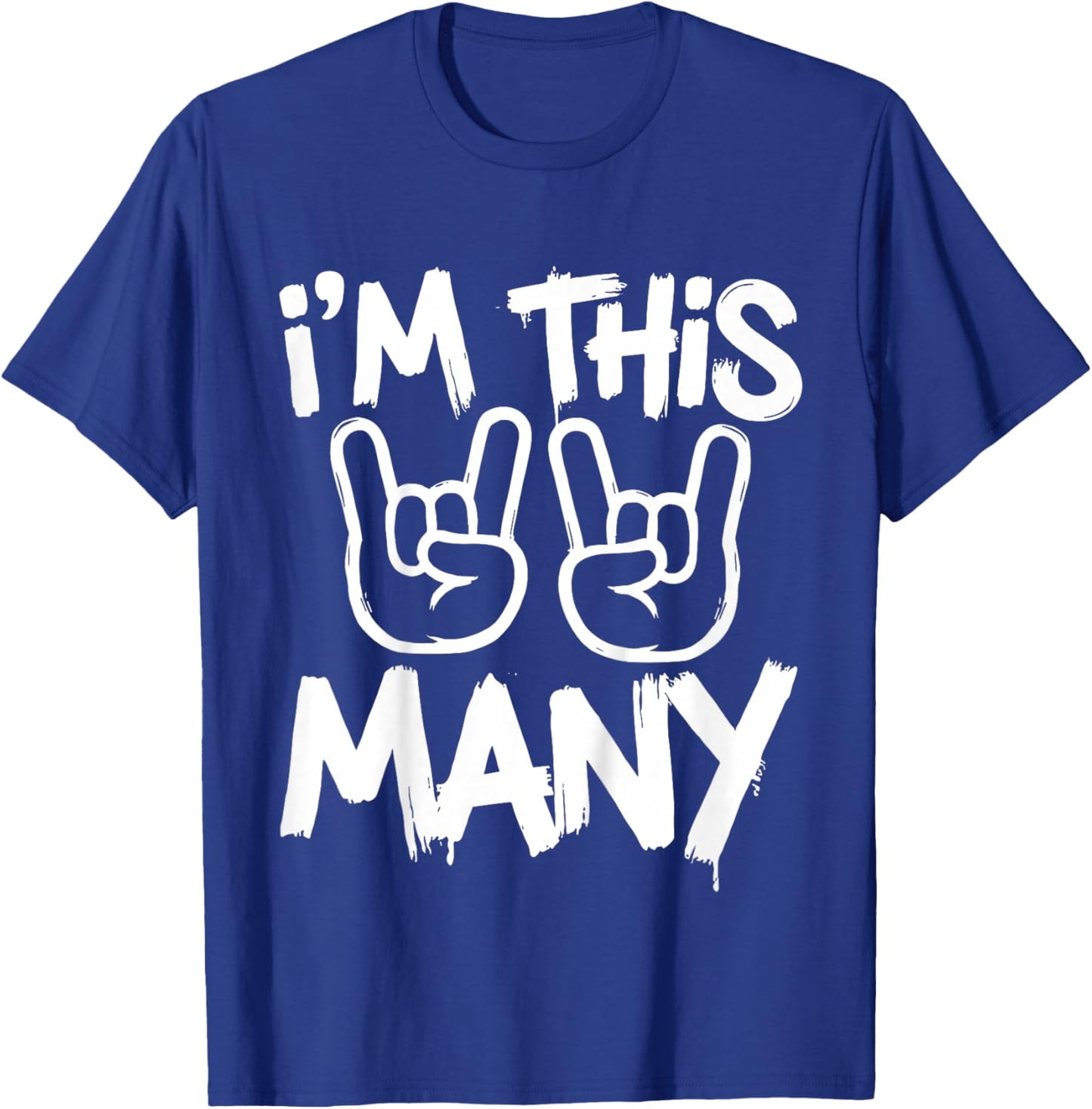 Kids I'm This Many 4th Birthday Rock Hands 4 Year Old T-Shirt - T-Shirt | Royal