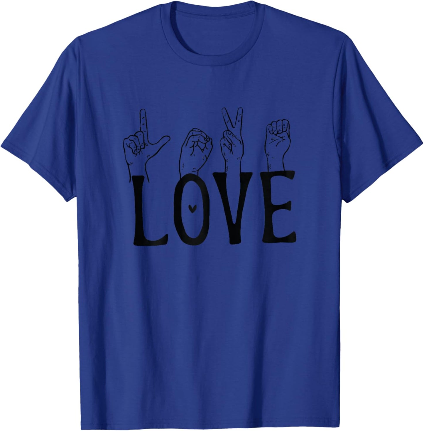 Love Heart Hand Sign Language Valentines ASL Deaf Mute T-Shirt - T-Shirt | Royal
