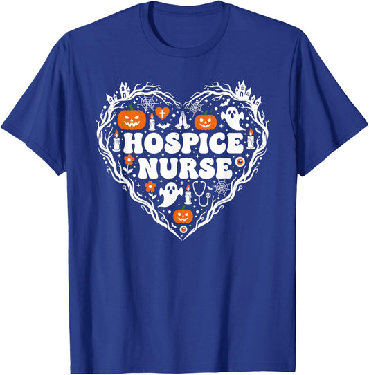 Hospice Nurse Heart Pumpkin Ghost Halloween Kids T-Shirt - T-Shirt | Royal