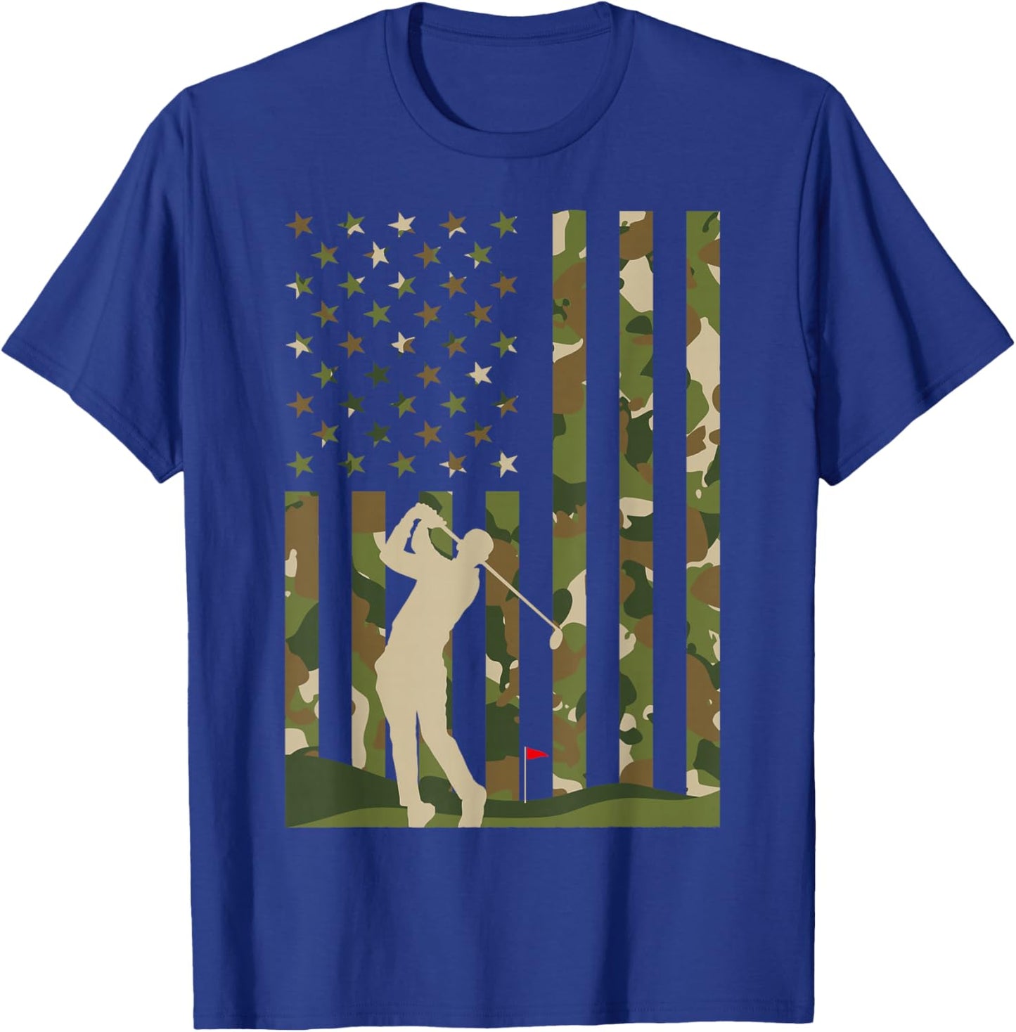 Golfer American Flag Patriotic Golf Lover Golfing Camouflage T-Shirt - T-Shirt | Royal