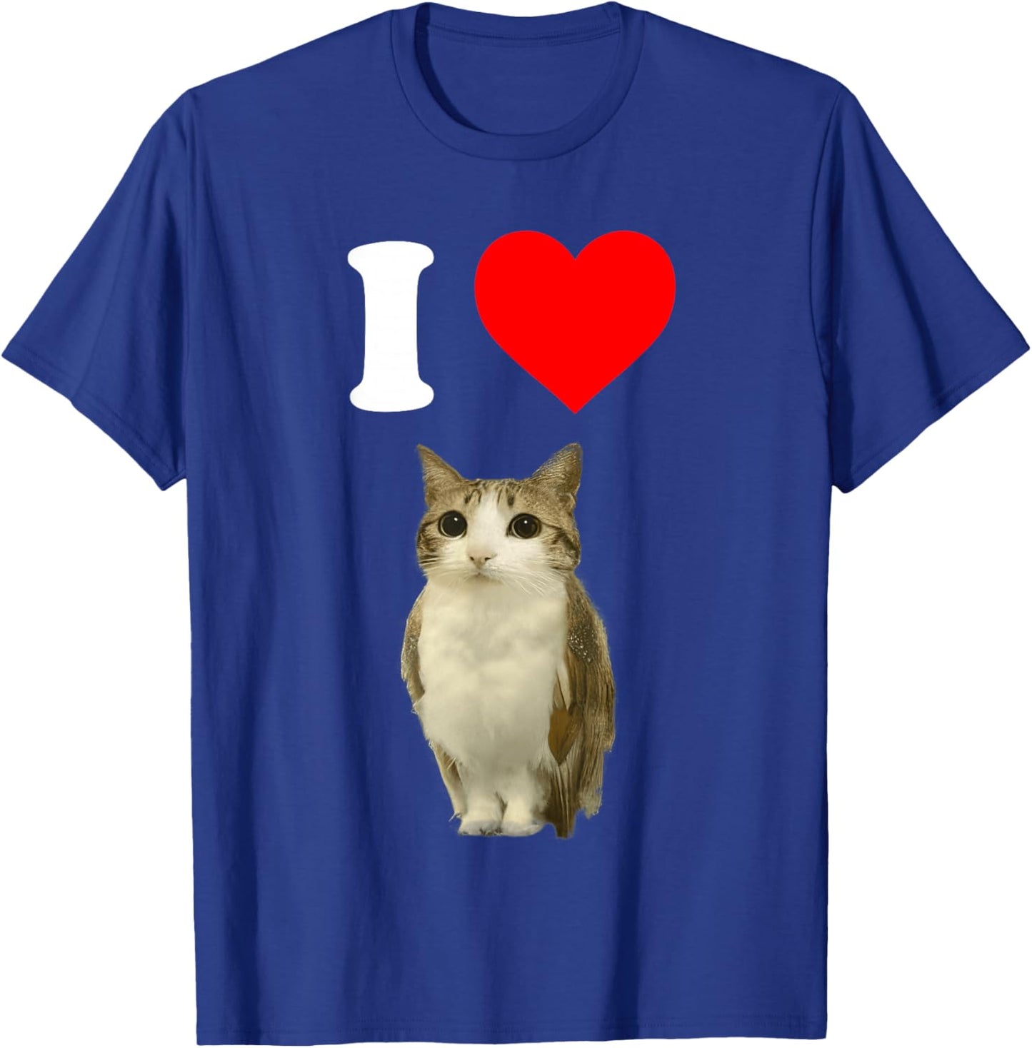 I Love Meowl Funny Cursed Cute Cat Owl Meme Brain Rot Silly T-Shirt - T-Shirt | Royal