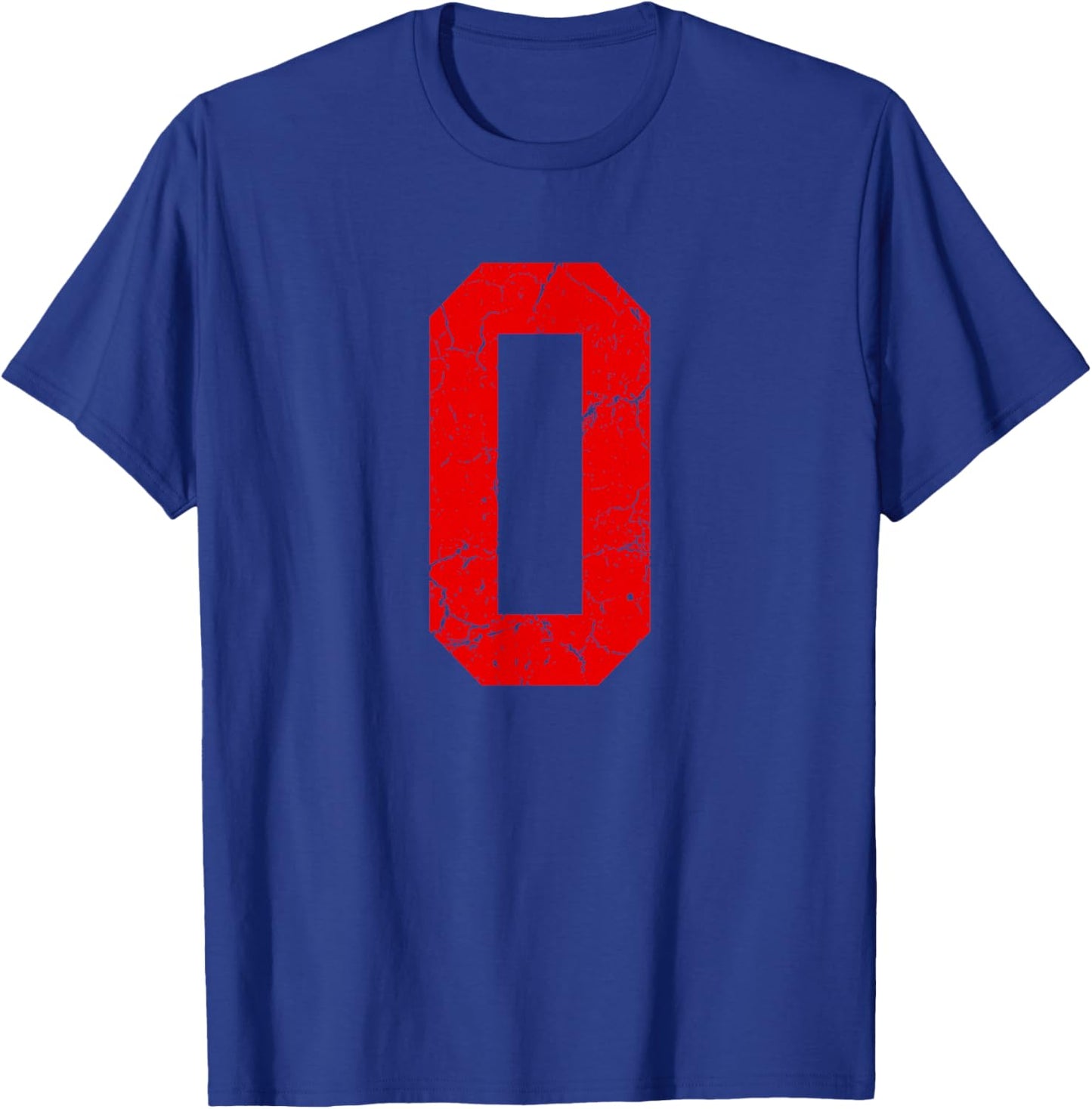 Distressed Red Number 0 Jersey Player Uniform #0 T-Shirt - T-Shirt | Royal
