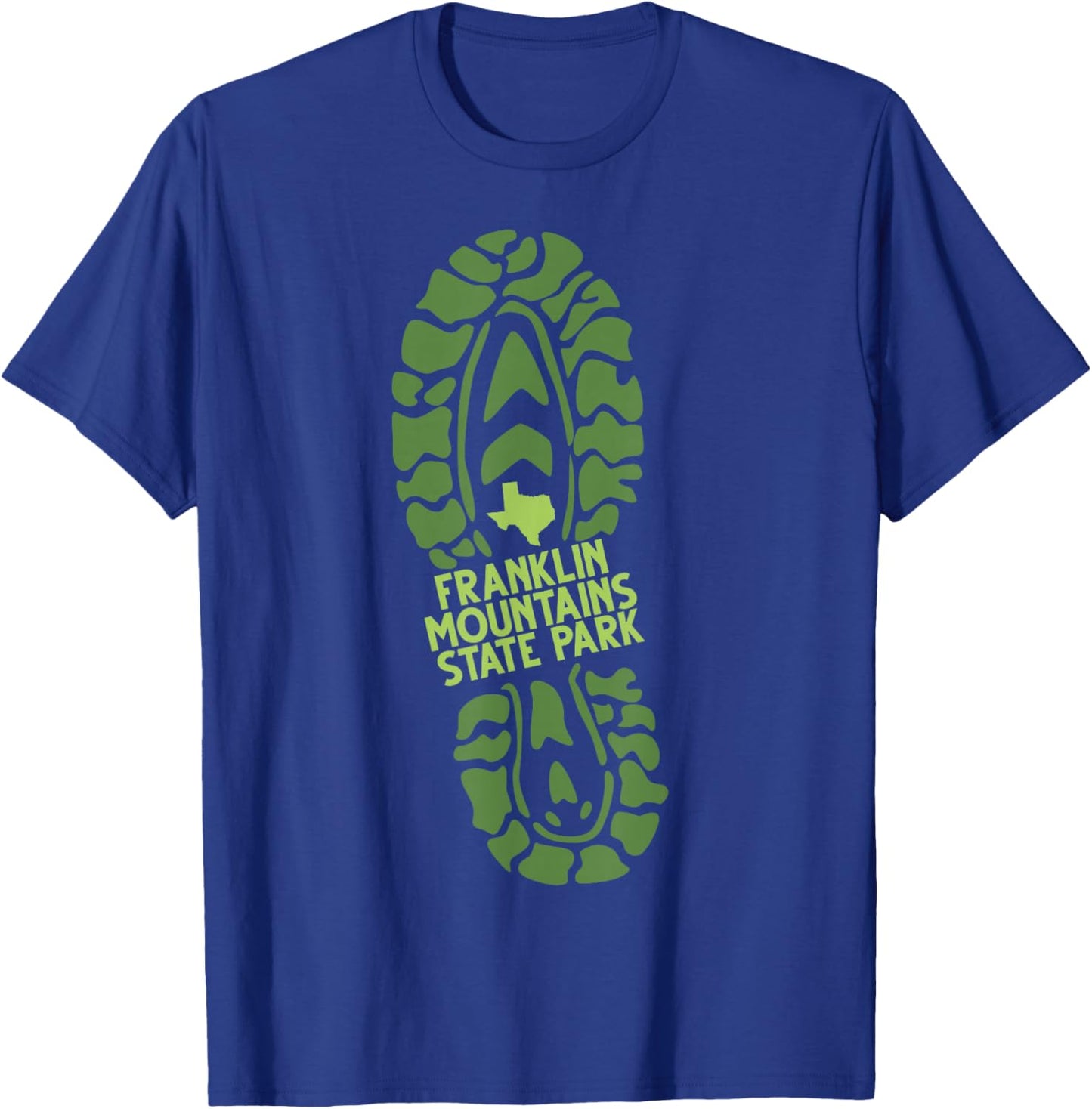 Franklin Mountains State Park Texas TX Hiking Boot Print T-Shirt - T-Shirt | Royal
