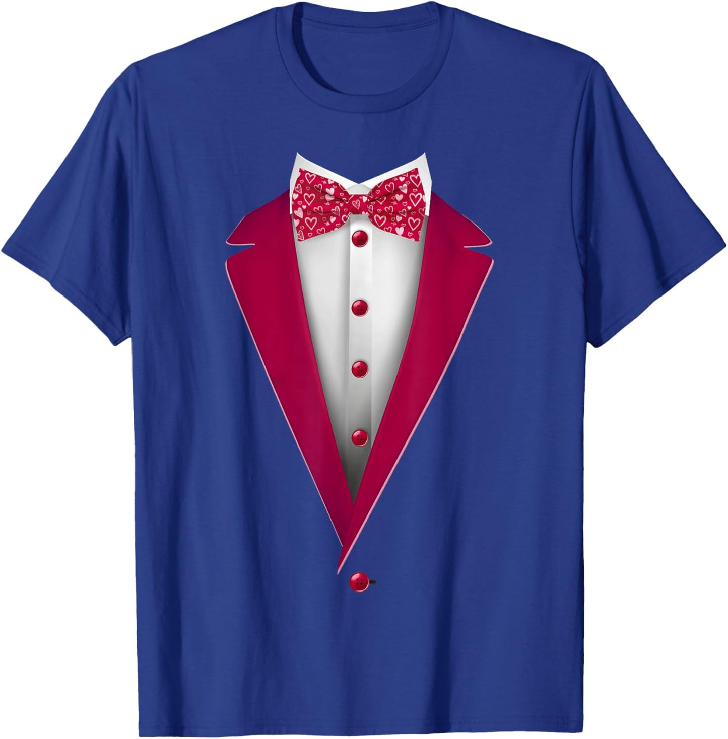 Tuxedo Bow Tie with Cute Hearts for Valentines Day T-Shirt - T-Shirt | Royal