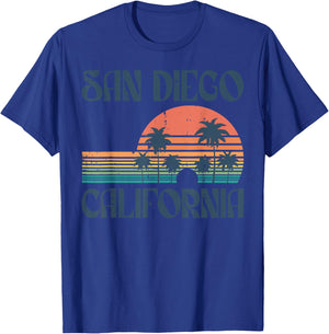 Vacation San Diego California Sunset Retro Men Women Kids T-Shirt - T-Shirt | Royal