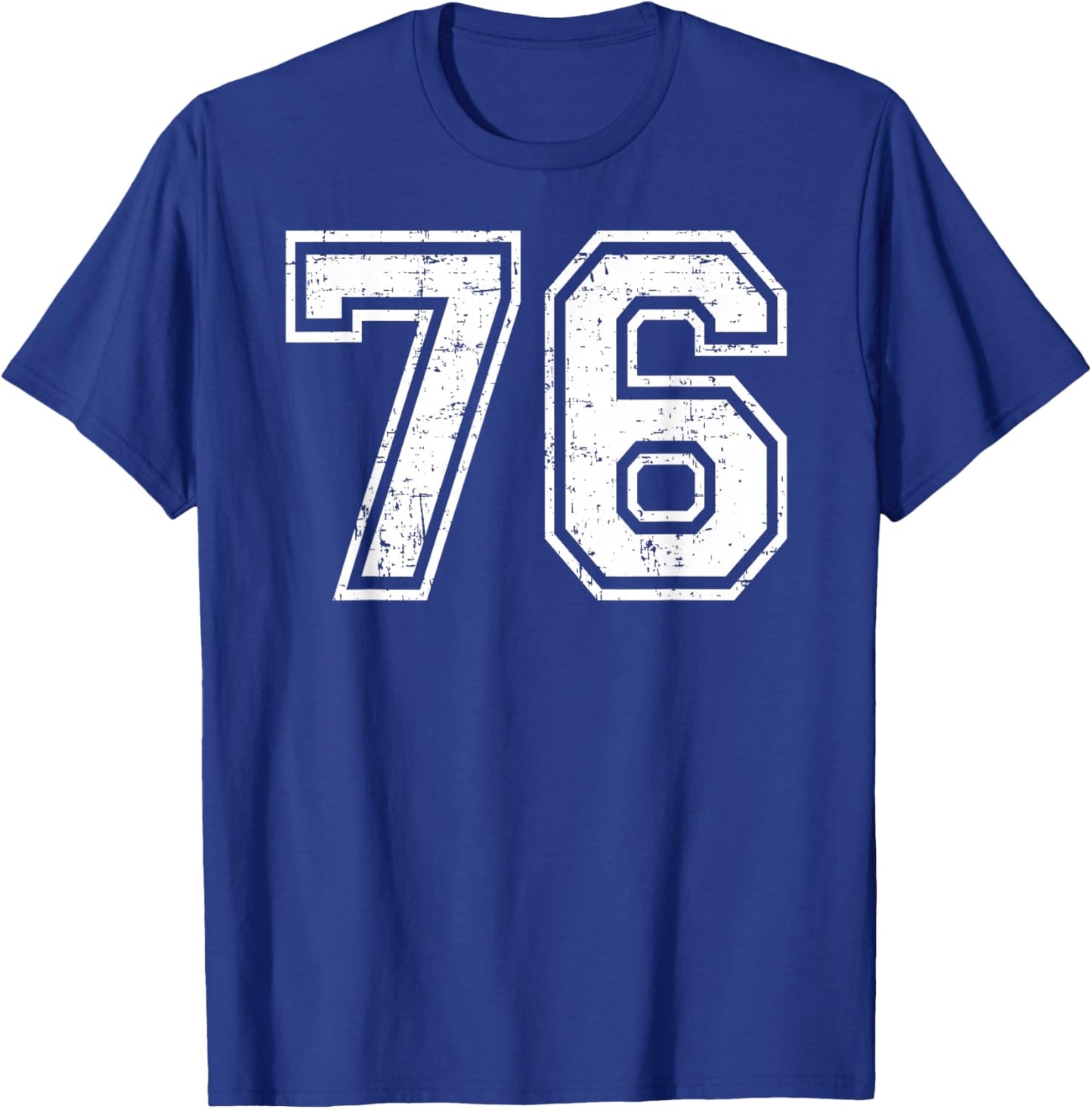 76 Number Seventy-Six Team Sports Grunge Varsity Matching T-Shirt - T-Shirt | Royal