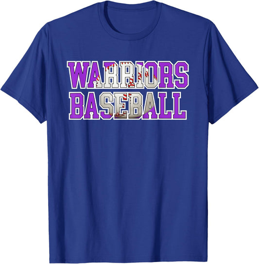 Warriors Baseball Mom Purple Warrior Pride Game Day Team T-Shirt - T-Shirt | Royal