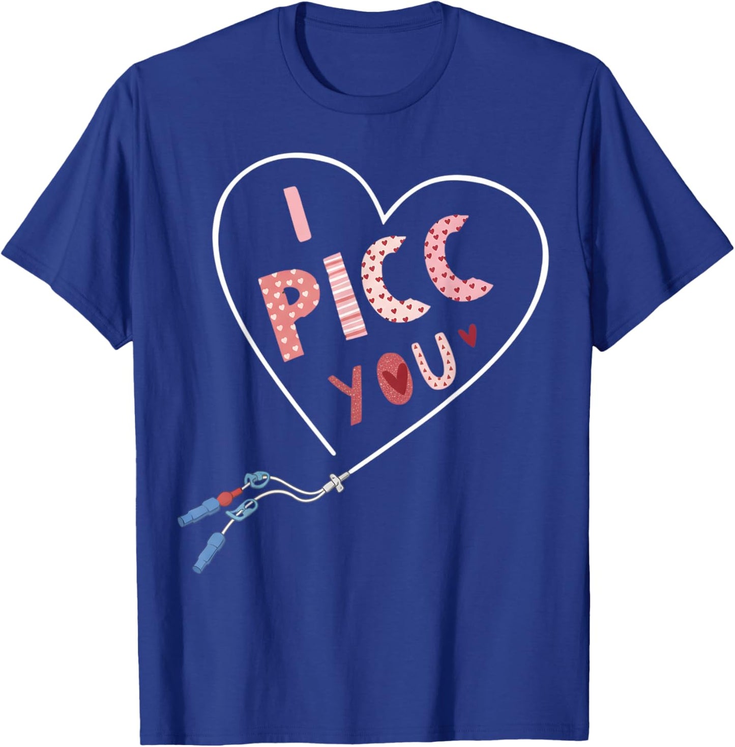 Picc Nurse Valentine S Day Cute Vday Heart Vat Team Vascular T-Shirt - T-Shirt | Royal