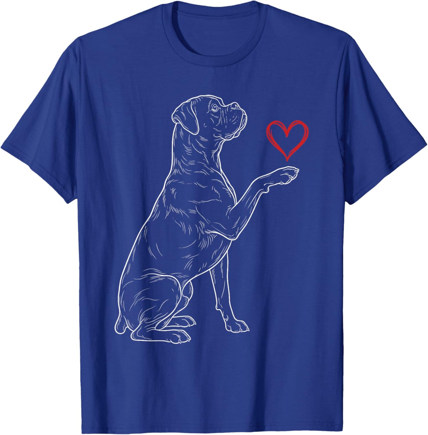 Boxer Lover Dog Art Boxer Holding Heart Valentines T-Shirt - T-Shirt | Royal