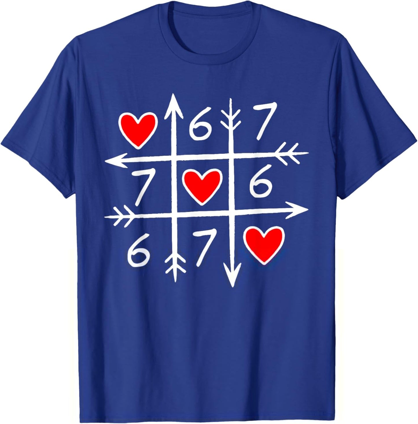Funny 6 7 Meme Heart Gen Alpha Six Seven 67 Valentine’s Day T-Shirt - T-Shirt | Royal
