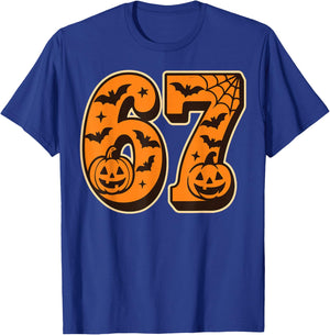 Halloween Six Seven Meme 6 7 Pumpkin Ghost Spooky Costume T-Shirt - T-Shirt | Royal
