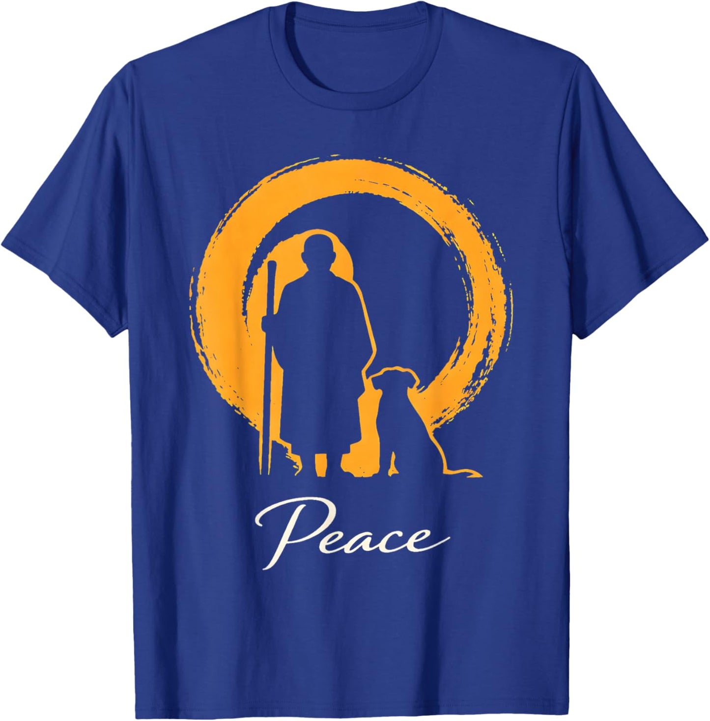 Minimalist Zen Art Walk for Peace Monks with Aloka Dog T-Shirt - T-Shirt | Royal
