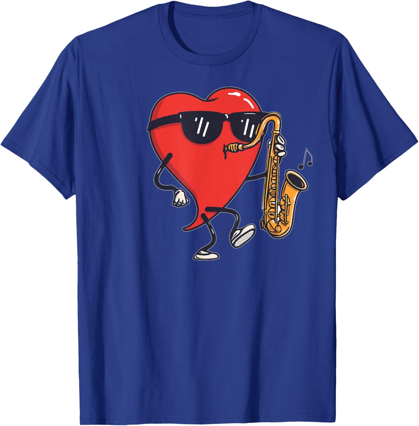 Saxophone Heart Player Saxist Sax Valentine's Day Sunglasses T-Shirt - T-Shirt | Royal