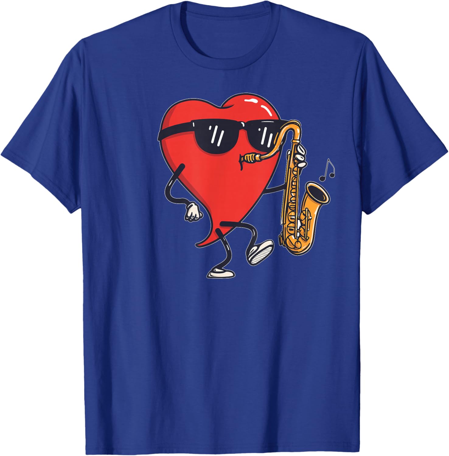 Saxophone Heart Player Saxist Sax Valentine's Day Sunglasses T-Shirt - T-Shirt | Royal