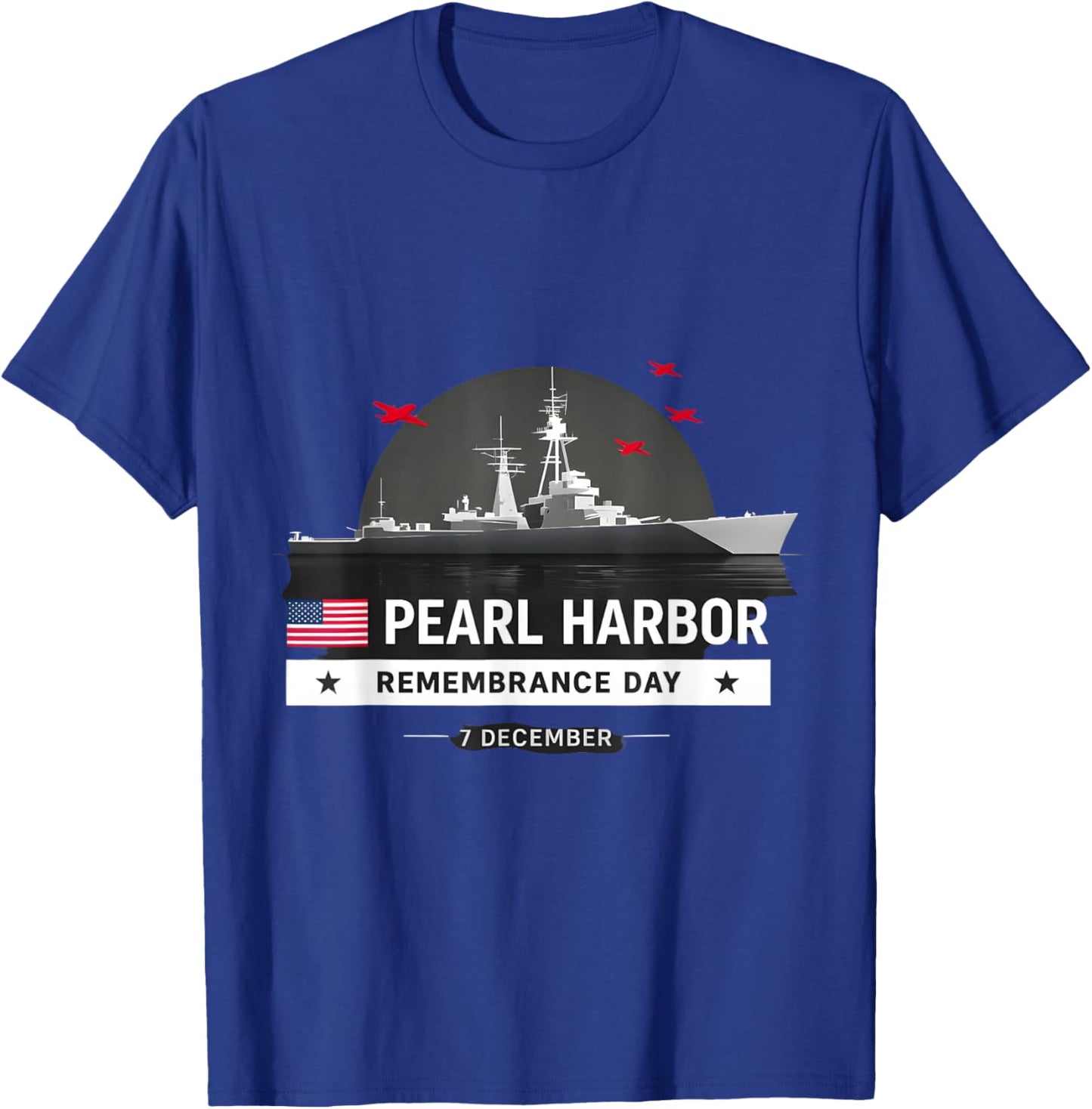 Pearl Harbor Remembrance Day Patriotic Vintage Flag Memorial T-Shirt - T-Shirt | Royal