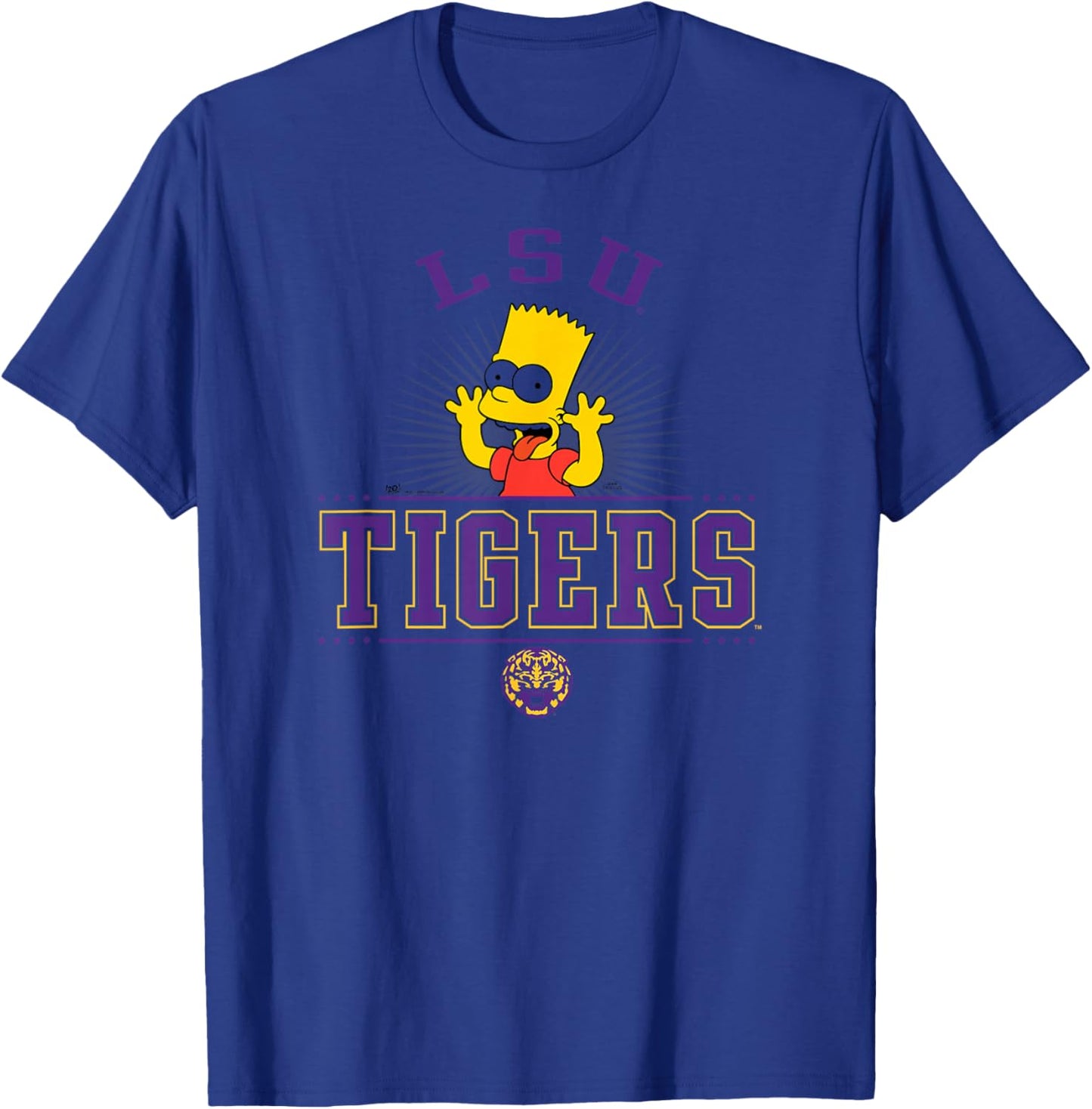 LSU Tigers Simpsons Bart White Officially Licensed T-Shirt - T-Shirt | Royal