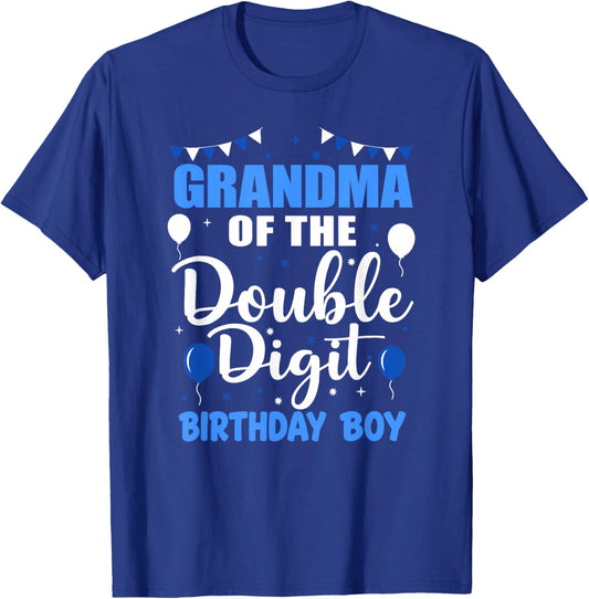 Grandma of The Double Digit Birthday Boy 10 Year Old 10th T-Shirt - T-Shirt | Royal
