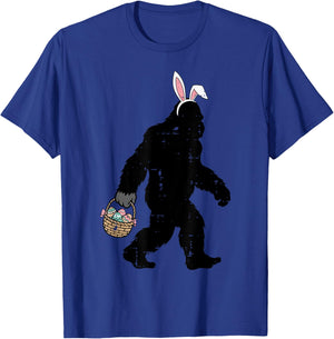 Easter Bigfoot Bunny Ears Basket Sasquatch Men Women Kids T-Shirt - T-Shirt | Royal