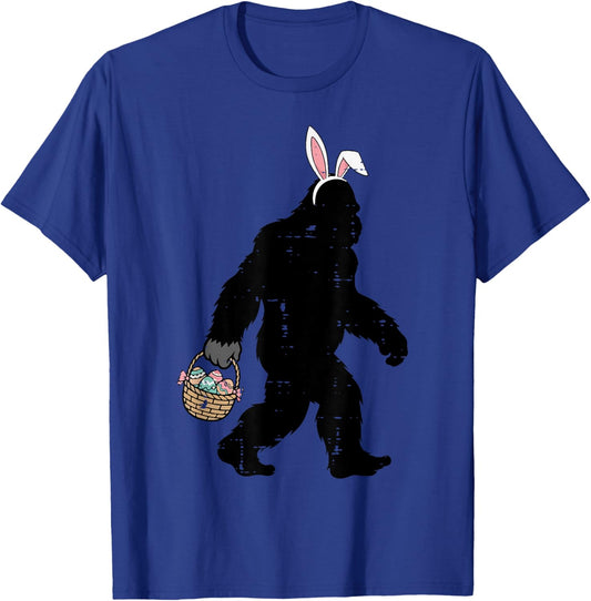 Easter Bigfoot Bunny Ears Basket Sasquatch Men Women Kids T-Shirt - T-Shirt | Royal